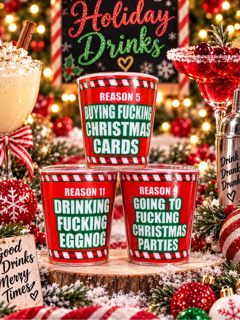 Christmas Shotglasses,12 F'ING Reasons To DRINK ON CHRISTMAS